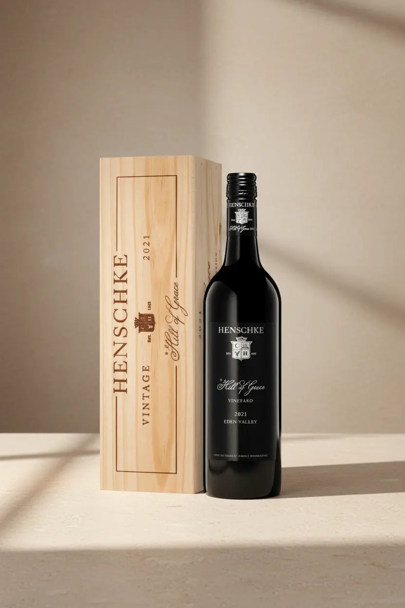 Buy Henschke Hill Of Grace  Shiraz 2021 Magnum 1.5L in Wodden Gift Box available at Wine Sellers Direct's best prices.