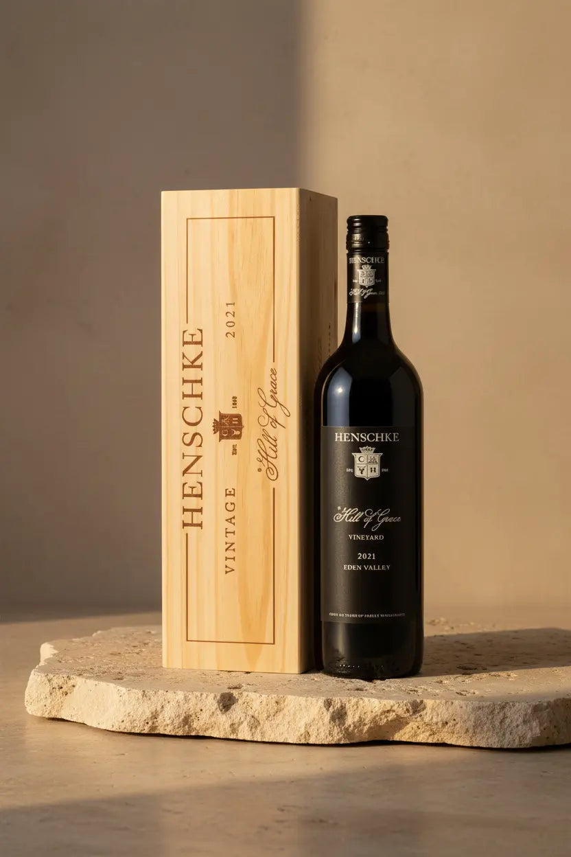 Buy Henschke Hill Of Grace  Shiraz 2021 Magnum 1.5L in Wodden Gift Box available at Wine Sellers Direct's best prices.