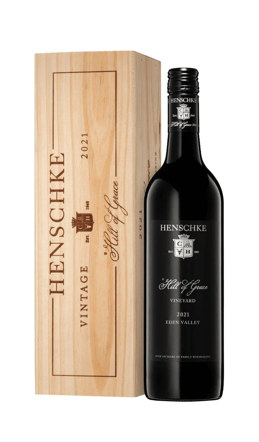 Buy Henschke Hill Of Grace  Shiraz 2021 Magnum 1.5L in Wodden Gift Box available at Wine Sellers Direct's best prices.