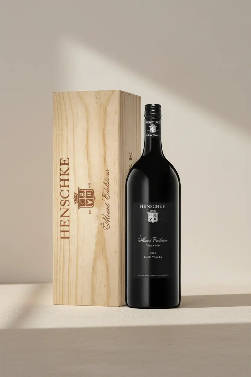 Buy Henschke Mount Edelstone Shiraz 2021 1.5L Magnum in wooden Gift Box available at Wine Sellers Direct's best prices.