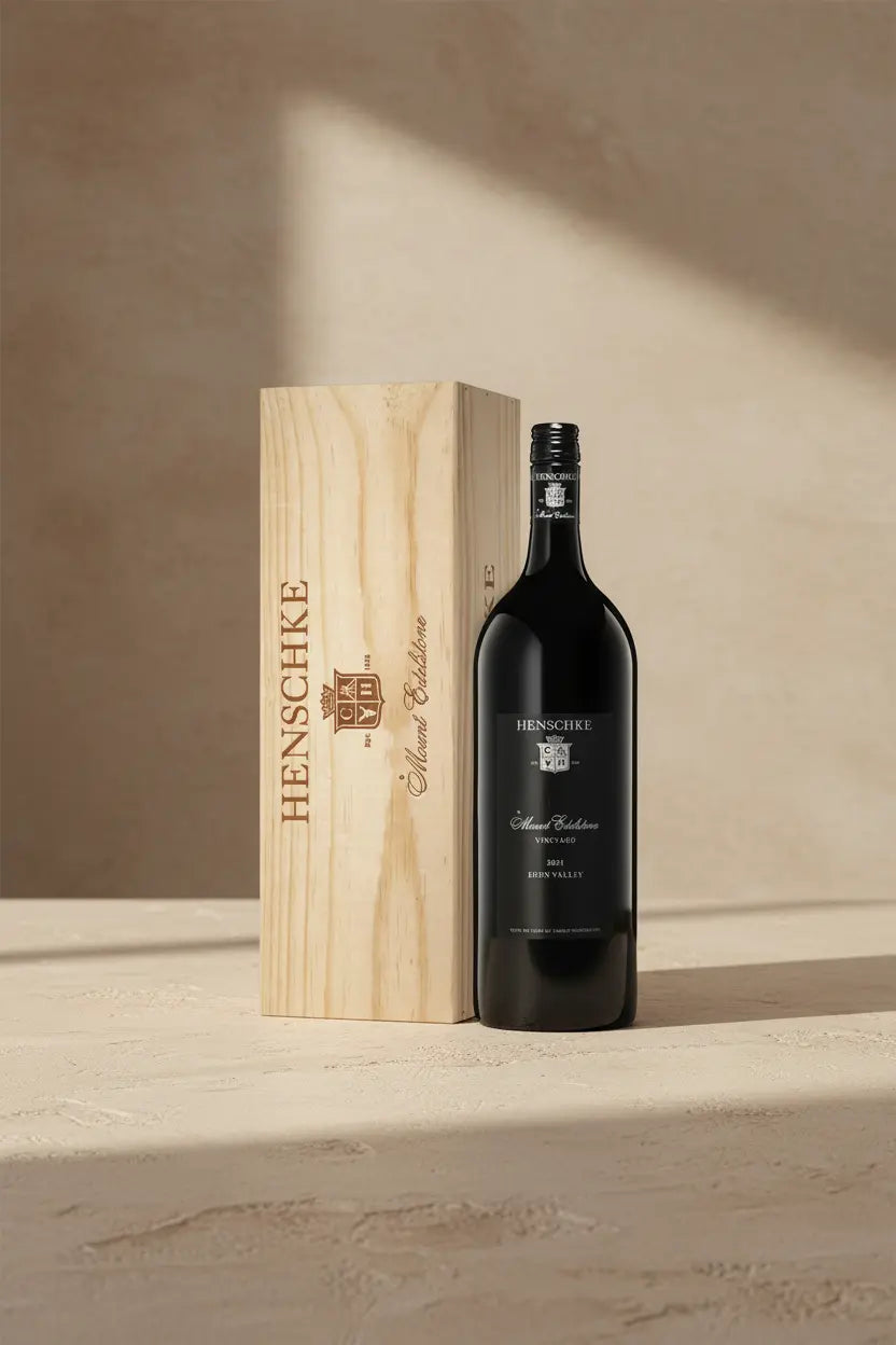 Buy Henschke Mount Edelstone Shiraz 2021 1.5L Magnum in wooden Gift Box available at Wine Sellers Direct's best prices.