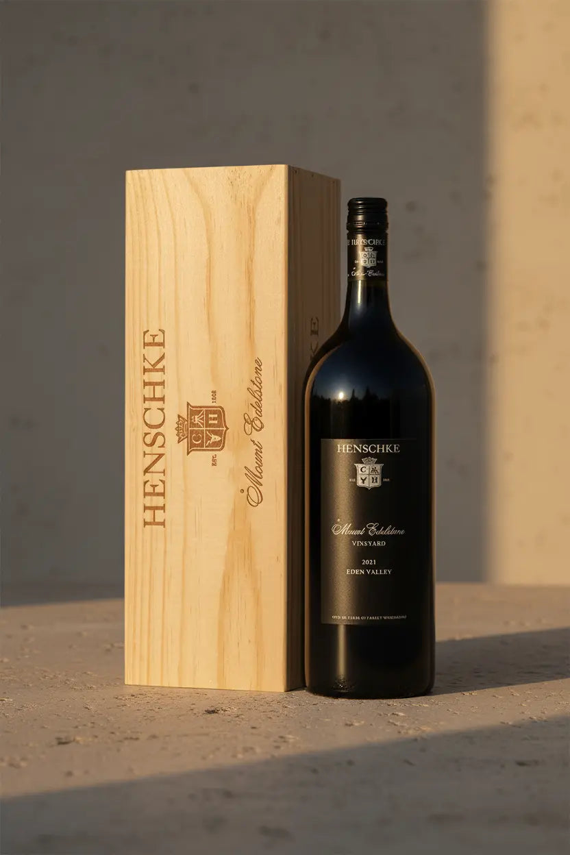 Buy Henschke Mount Edelstone Shiraz 2021 1.5L Magnum in wooden Gift Box available at Wine Sellers Direct's best prices.
