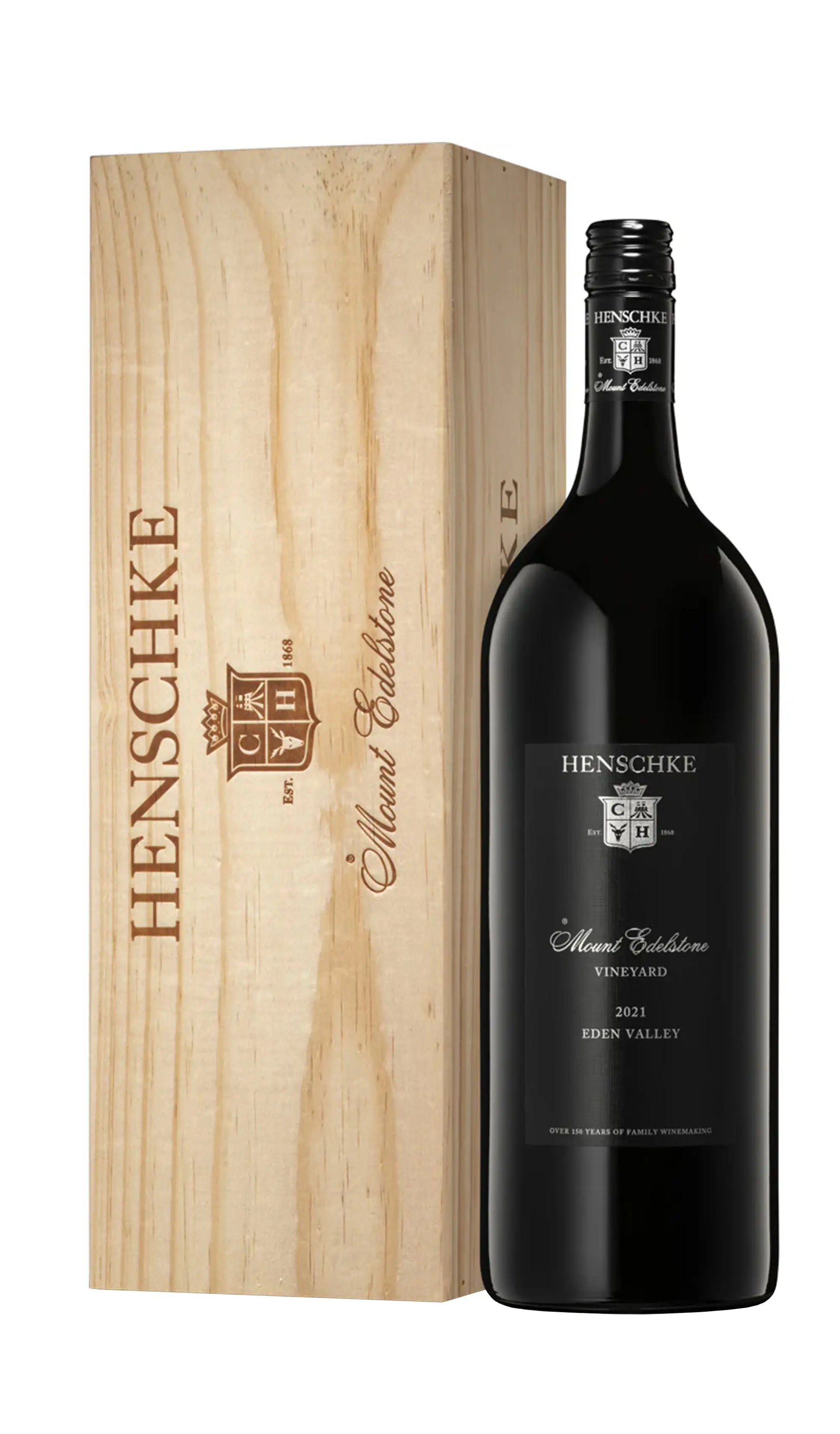 Buy Henschke Mount Edelstone Shiraz 2021 1.5L Magnum in wooden Gift Box available at Wine Sellers Direct's best prices.