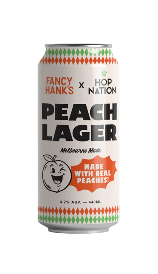 Find out more or buy Hop Nation x Fancy Hanks Peach Lager 440ml online at Wine Sellers Direct - Australia’s independent liquor specialists. 