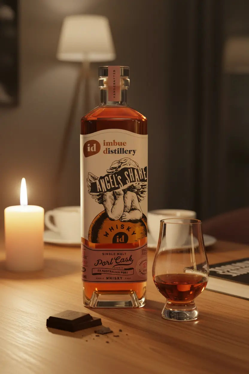 Imbue Distillery Angel's Share Port Cask Single Malt 700mL bottle from Melbourne.