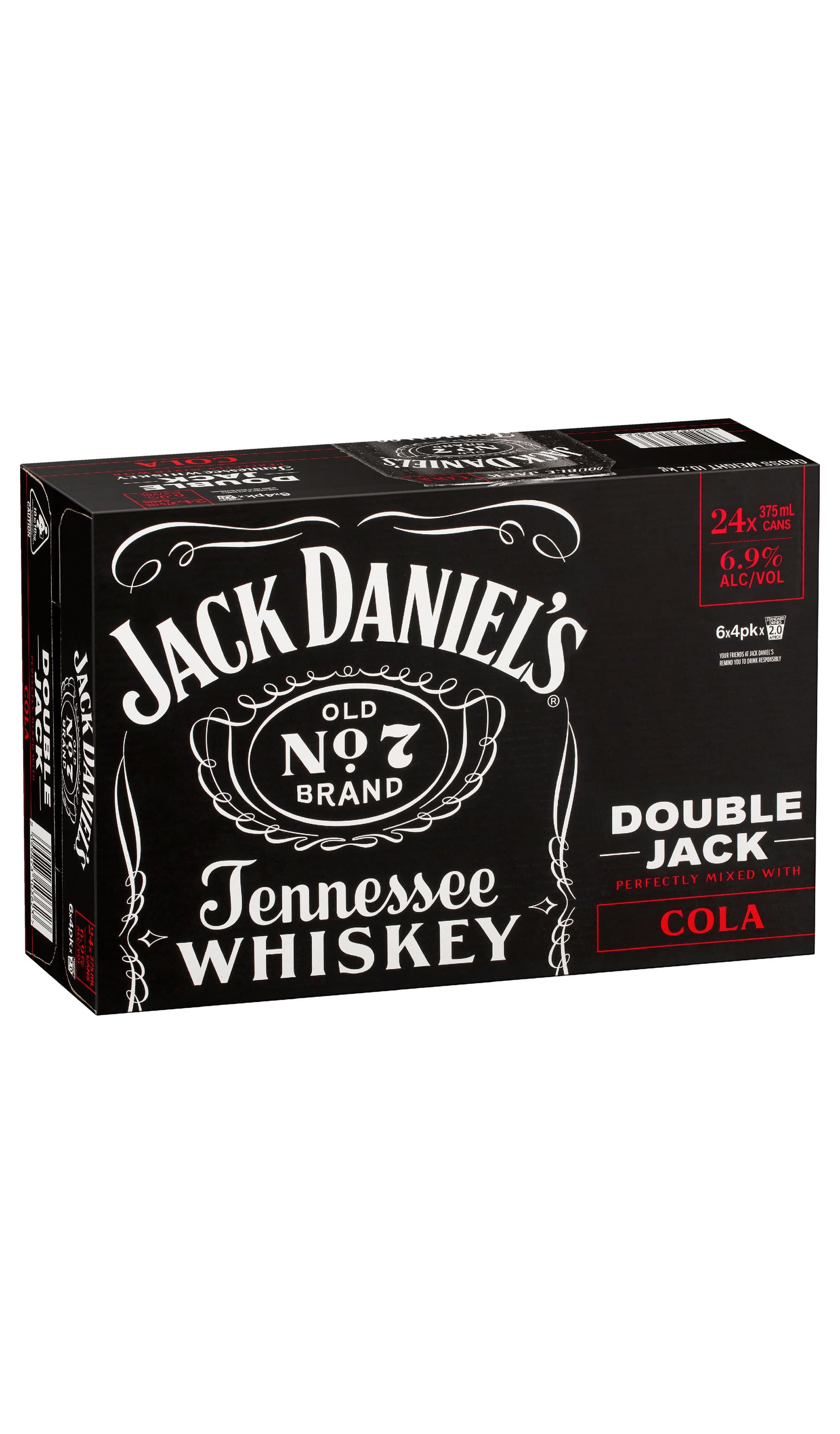 Shop Jack Daniel's Double Jack & Cola Cans Slab 24x375mL available at Wine Sellers Direct's best prices.