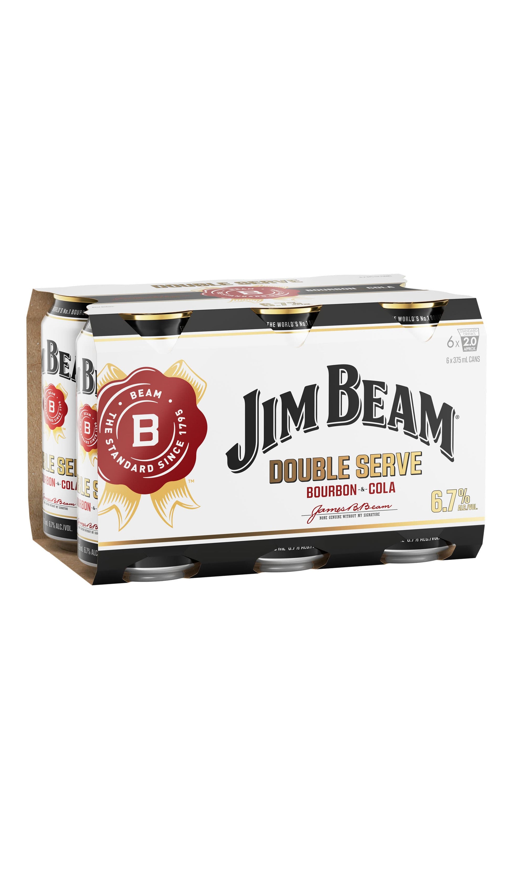 Shop Jim Beam White & Cola Double Serve Cans 6.7% 6x375mL available at Wine Sellers Direct.