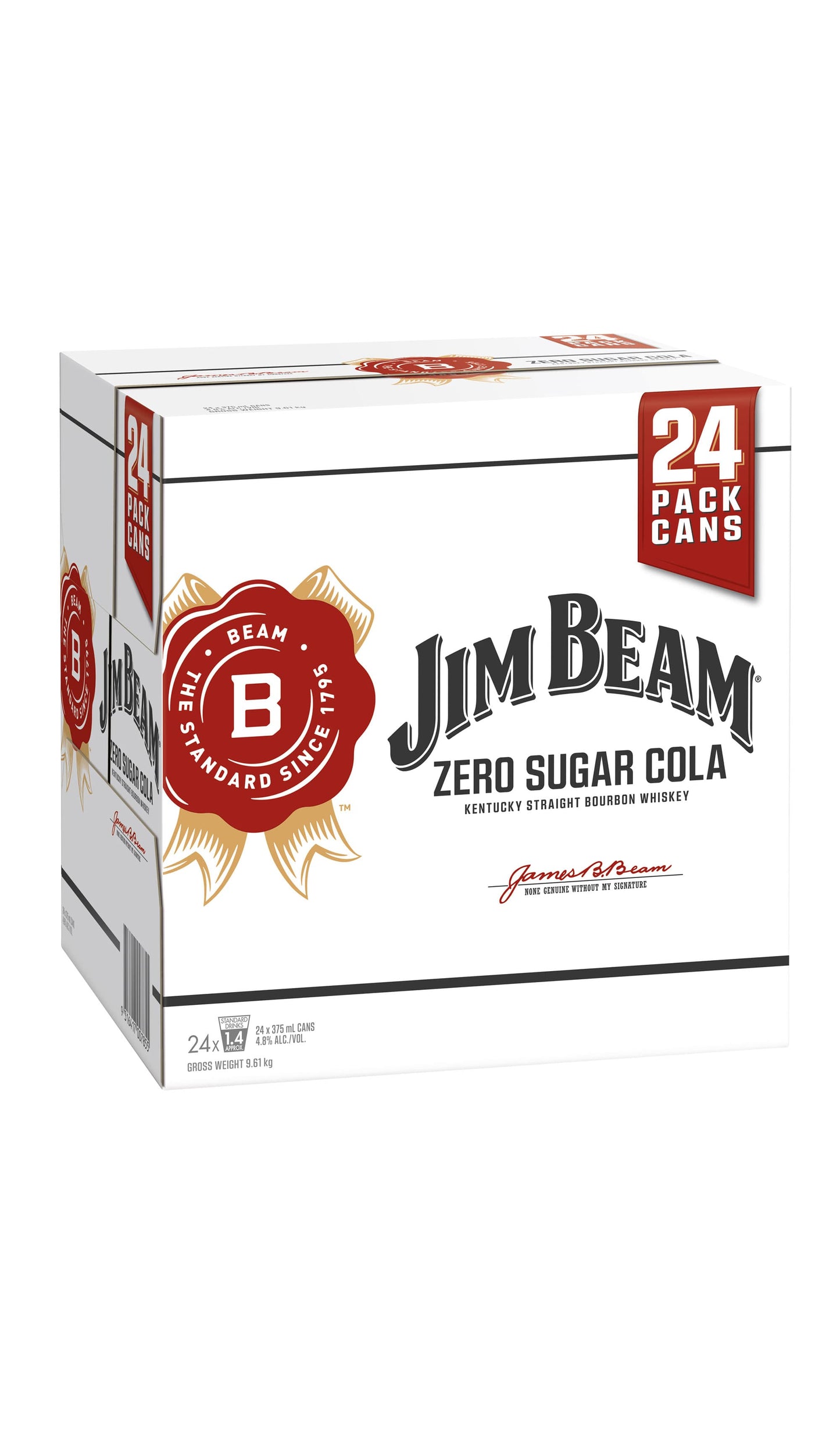 Shop Jim Beam White Bourbon & Cola Zero Sugar Cans 24x375mL Cube available at Wine Sellers Direct.