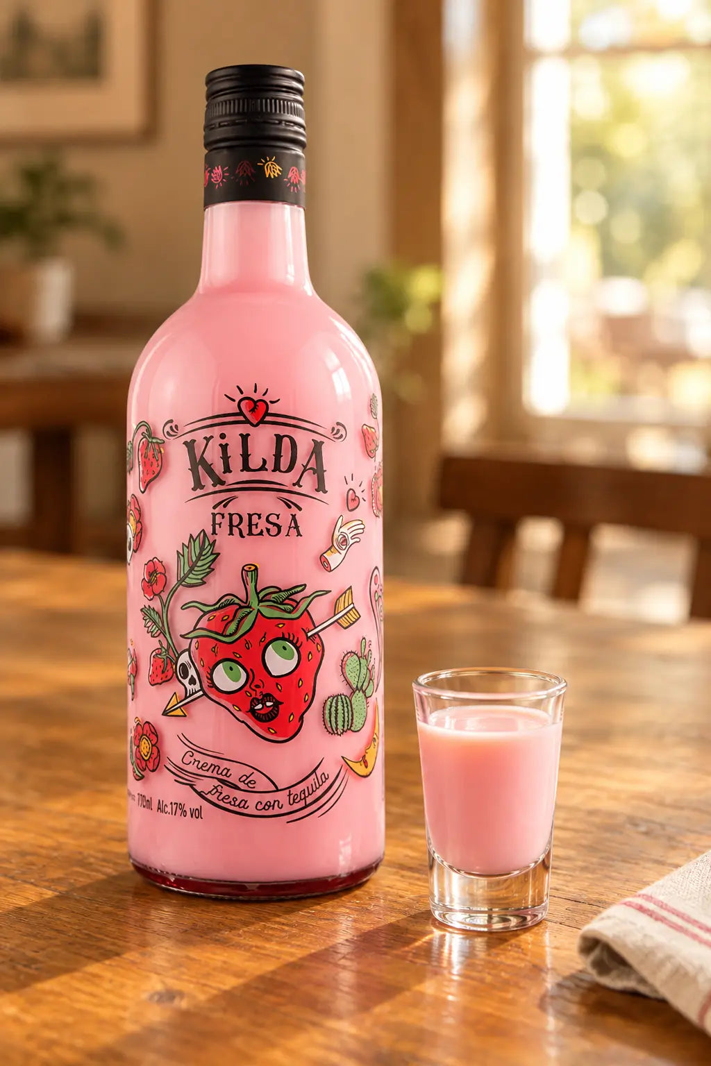 Kilda Strawberry Cream with Tequila 700mL bottle from Spain. 