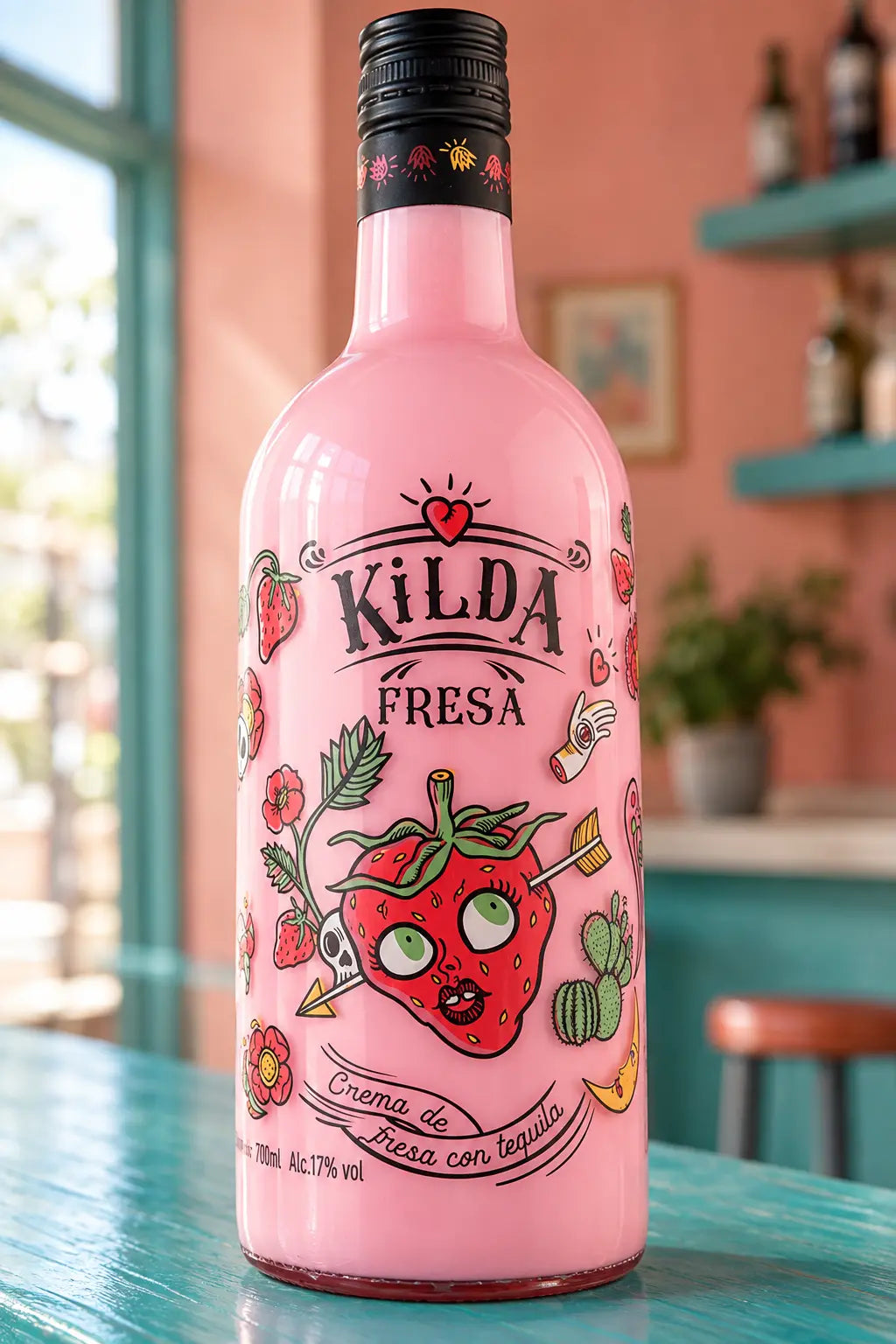 Kilda Strawberry Cream with Tequila 700mL bottle from Spain. 