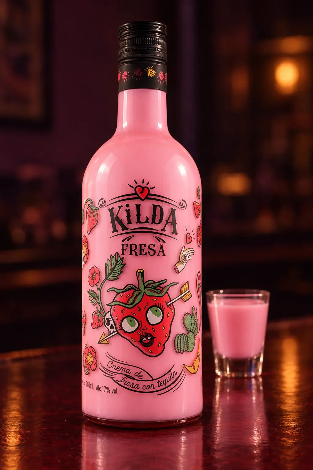 Kilda Strawberry Cream with Tequila 700mL bottle from Spain. 