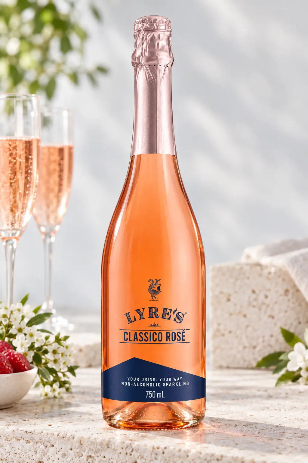 Lyre's Classico Rosé Non-Alcoholic Sparkling 750mL bottle.
