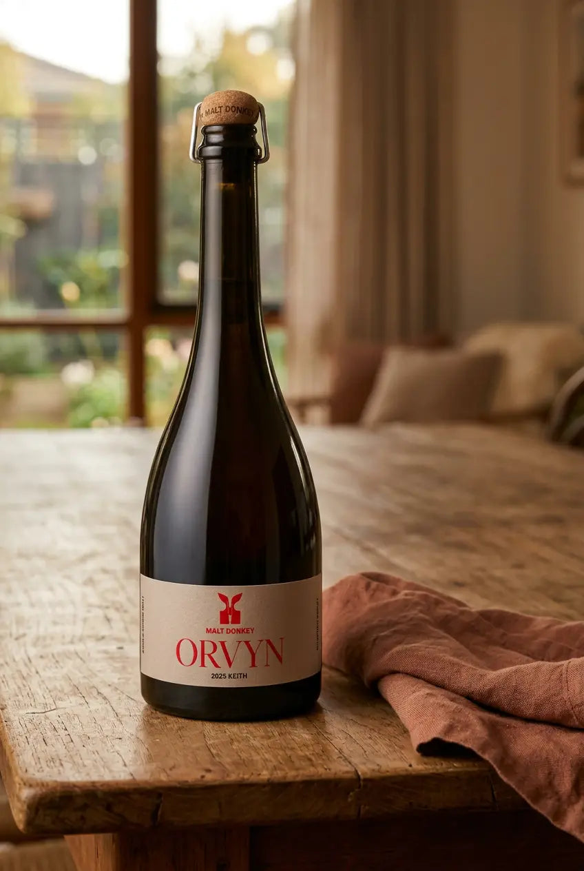 Malt Donkey Orvyn Keith Fine Ale 2025 750mL bottle – South Australian single-origin Belgian-style amber ale.