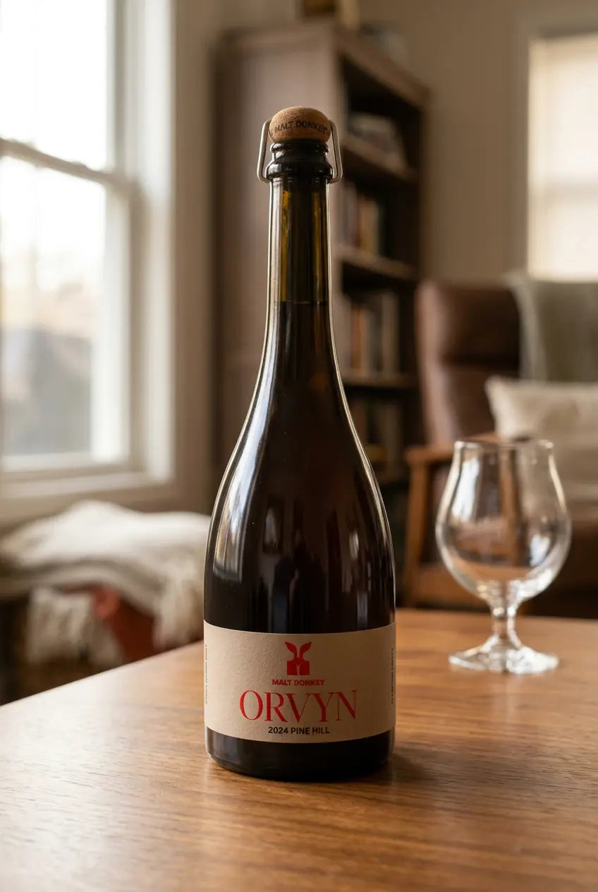 Malt Donkey Orvyn Pine Hill Fine Ale 2024 750mL bottle – South Australian single-origin Belgian-style amber ale.