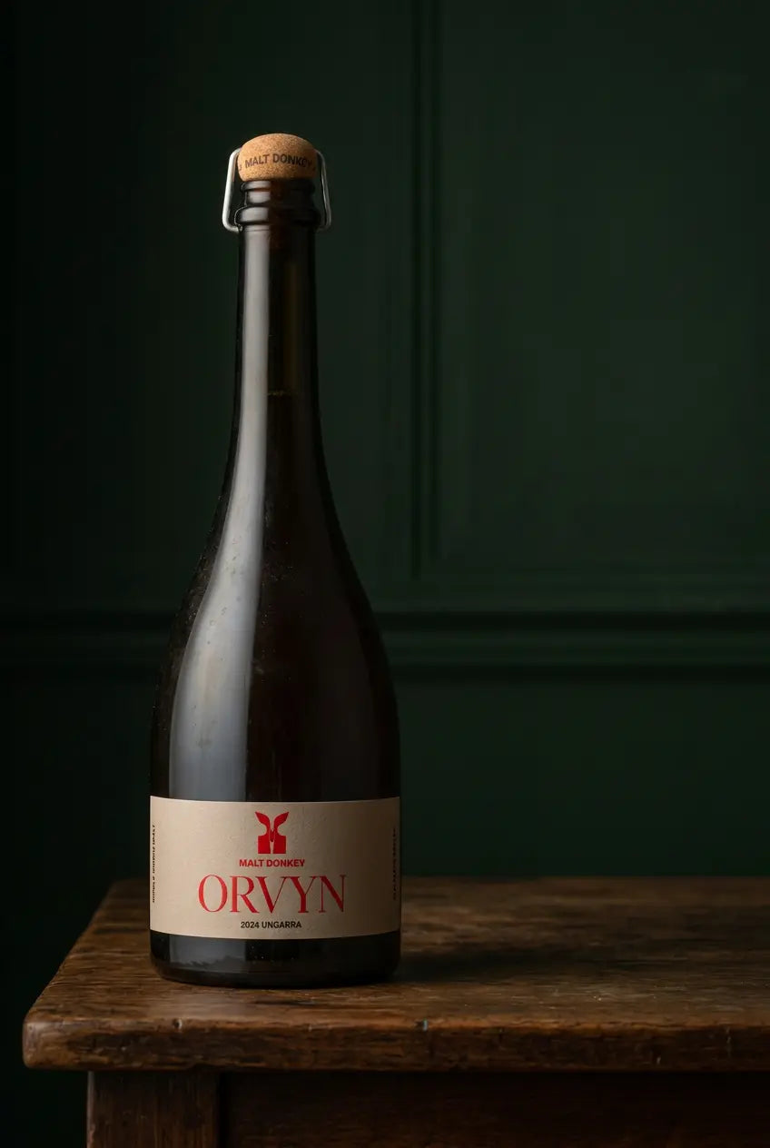 Malt Donkey Orvyn Ungarra Fine Ale 2024 750mL bottle – Eyre Peninsula, South Australian single-origin Belgian-style amber ale.