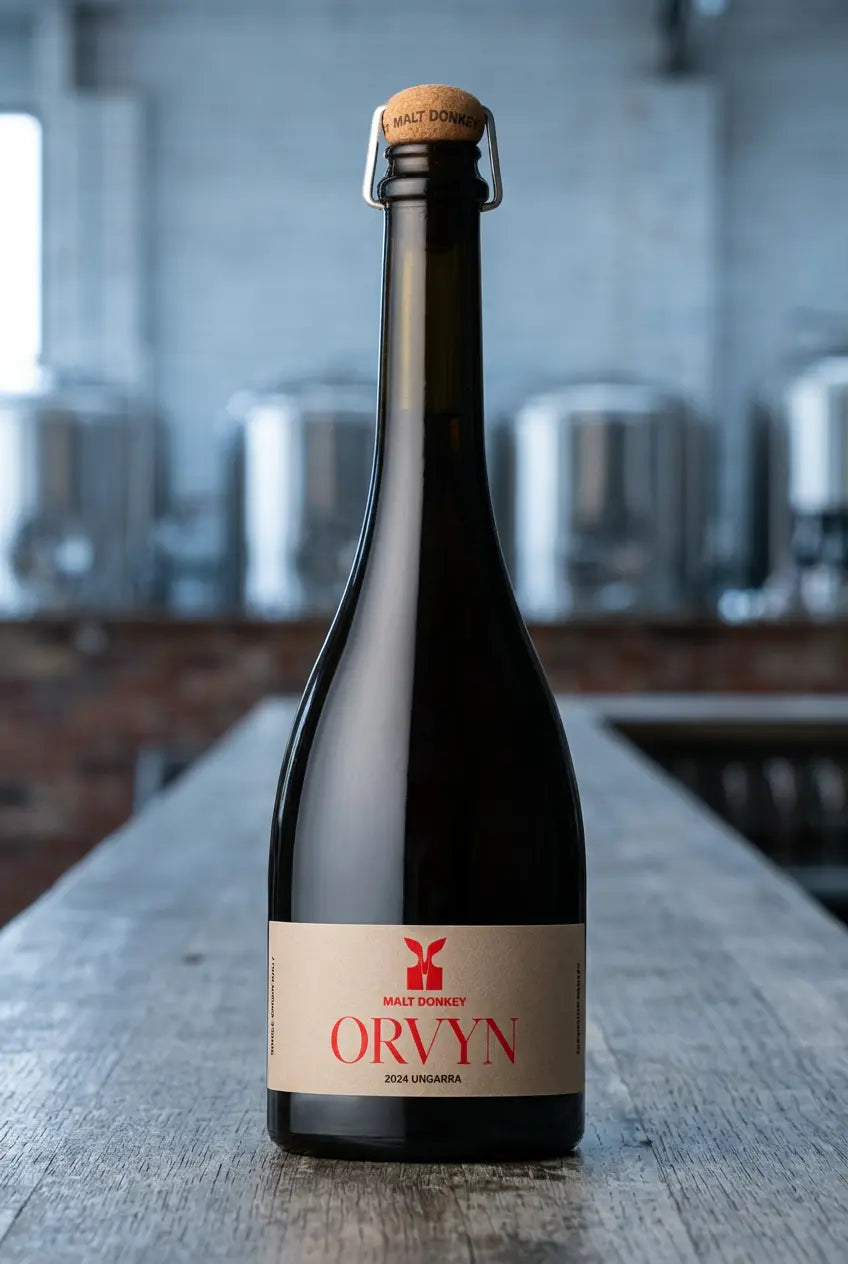 Malt Donkey Orvyn Ungarra Fine Ale 2024 750mL bottle – Eyre Peninsula, South Australian single-origin Belgian-style amber ale.