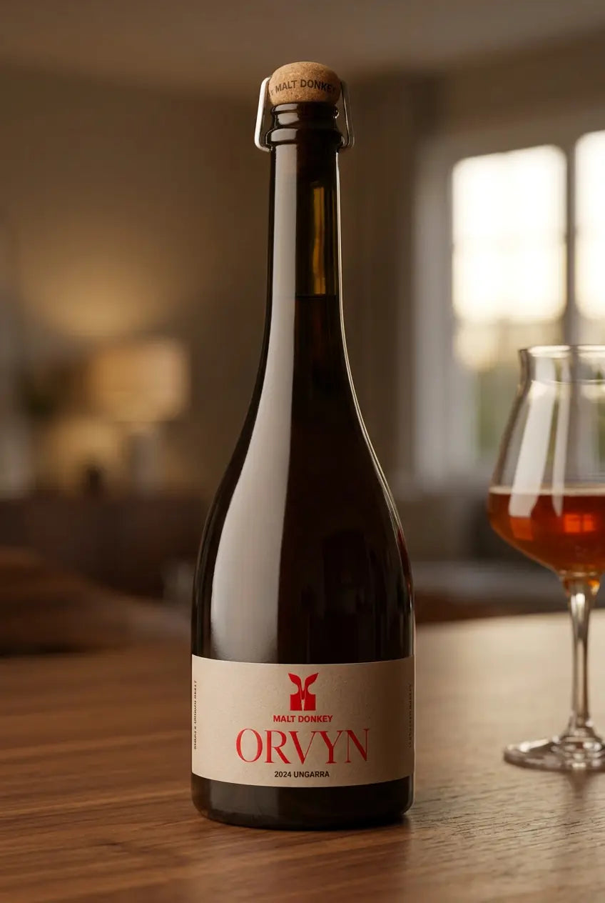 Malt Donkey Orvyn Ungarra Fine Ale 2024 750mL bottle – Eyre Peninsula, South Australian single-origin Belgian-style amber ale.