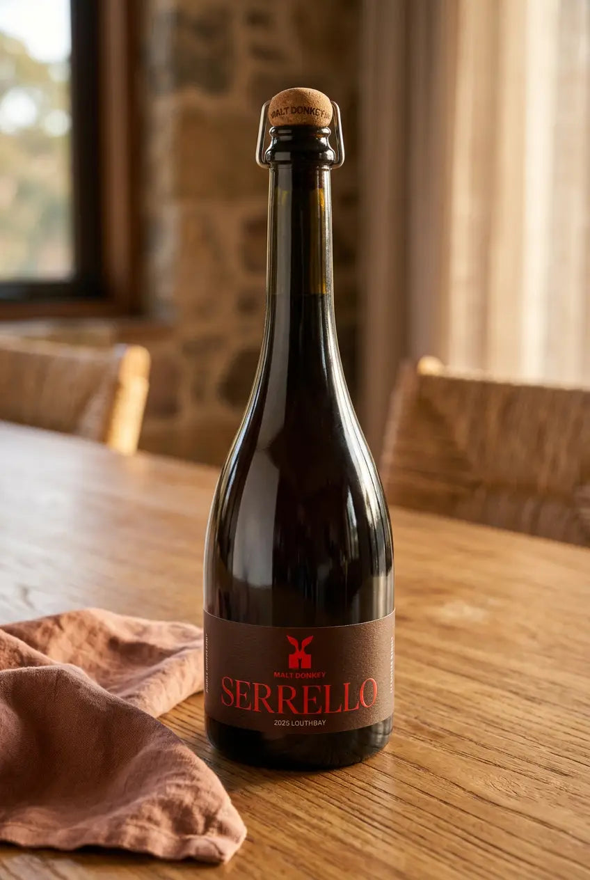Malt Donkey Serrello Louth Bay Fine Ale 2025 750mL bottle – single-origin South Australian fine ale from the Eyre Peninsula.