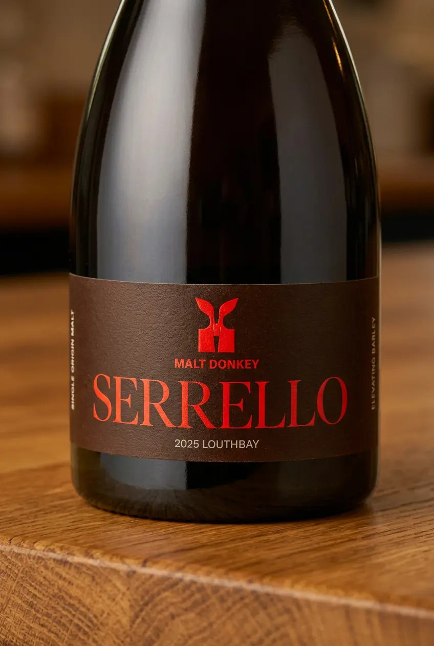 Malt Donkey Serrello Louth Bay Fine Ale 2025 750mL bottle – single-origin South Australian fine ale from the Eyre Peninsula.
