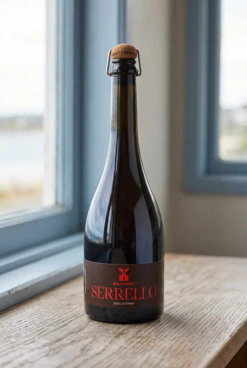 Malt Donkey Serrello Louth Bay Fine Ale 2025 750mL bottle – single-origin South Australian fine ale from the Eyre Peninsula.