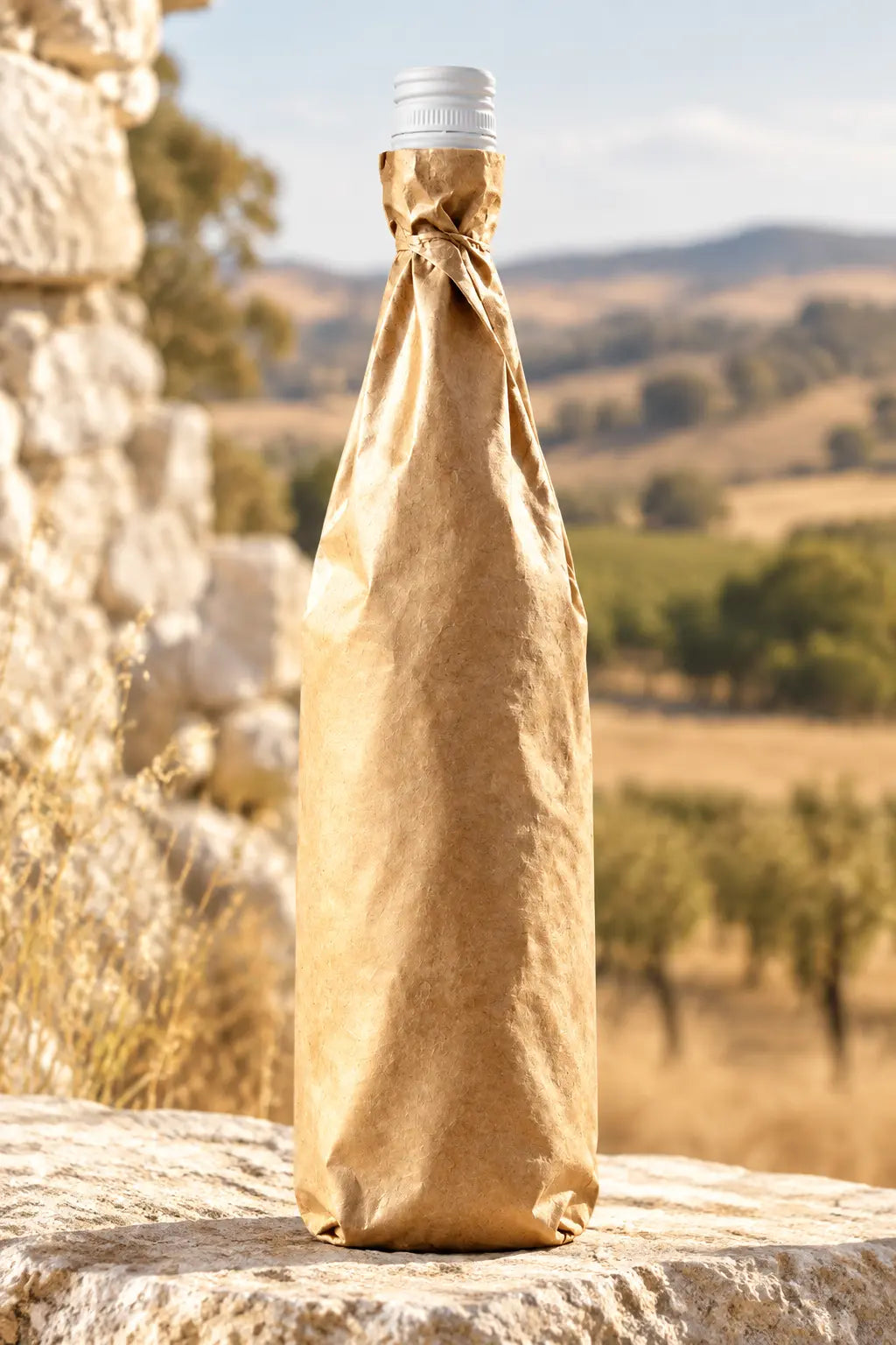 Mystery Wine Sangiovese Rosé 2026 750mL fully labelled wine bottle from Clare Valley concealed in kraft bag.