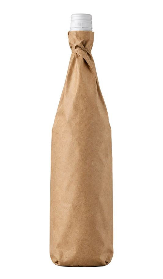 Mystery Wine Sangiovese Rosé 2026 750mL fully labelled wine bottle from Clare Valley concealed in kraft bag.