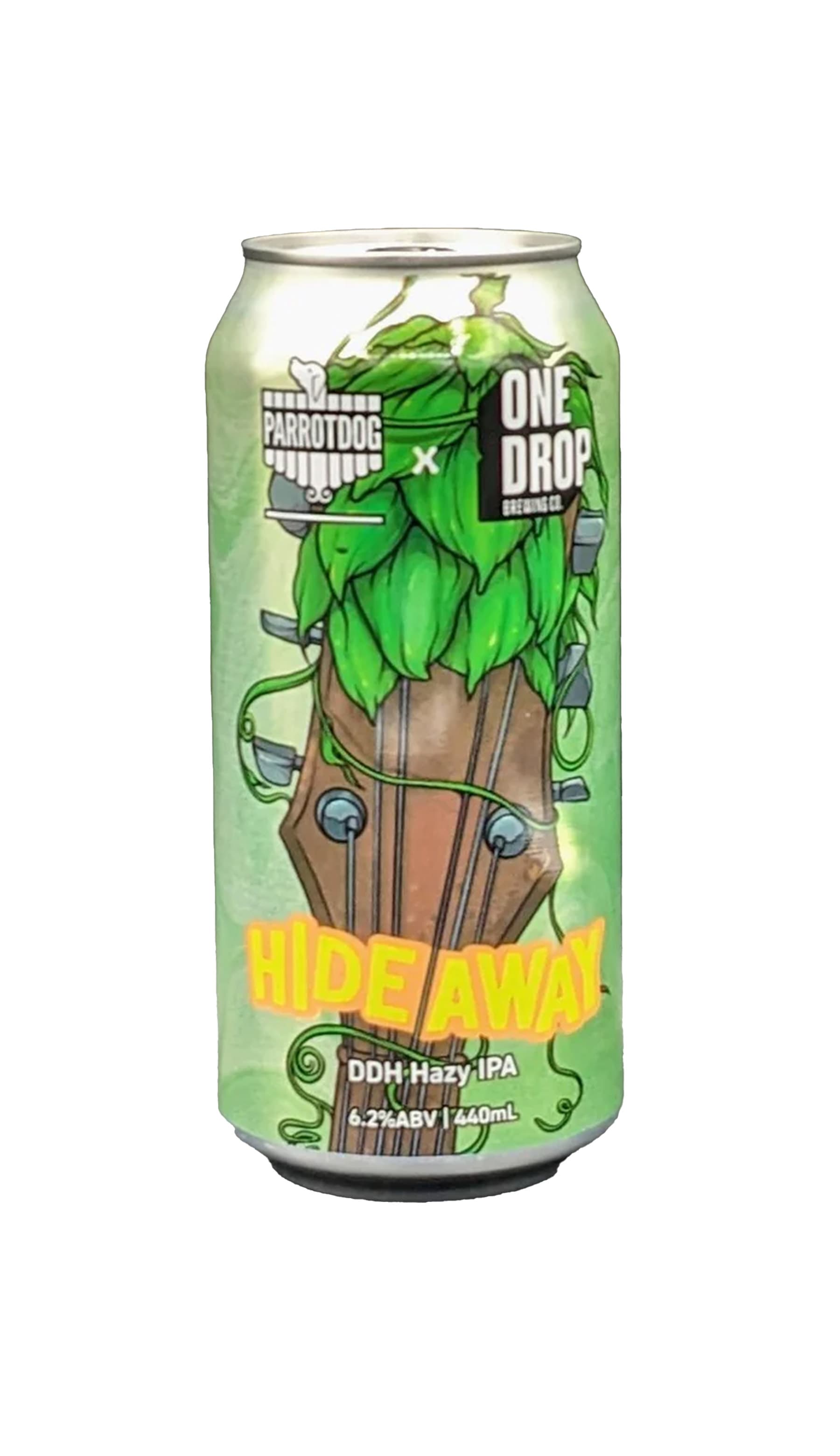 Find out more or buy One Drop x Parrotdog Hideaway DDH Hazy IPA 440mL online at Wine Sellers Direct - Australia’s independent liquor specialists.