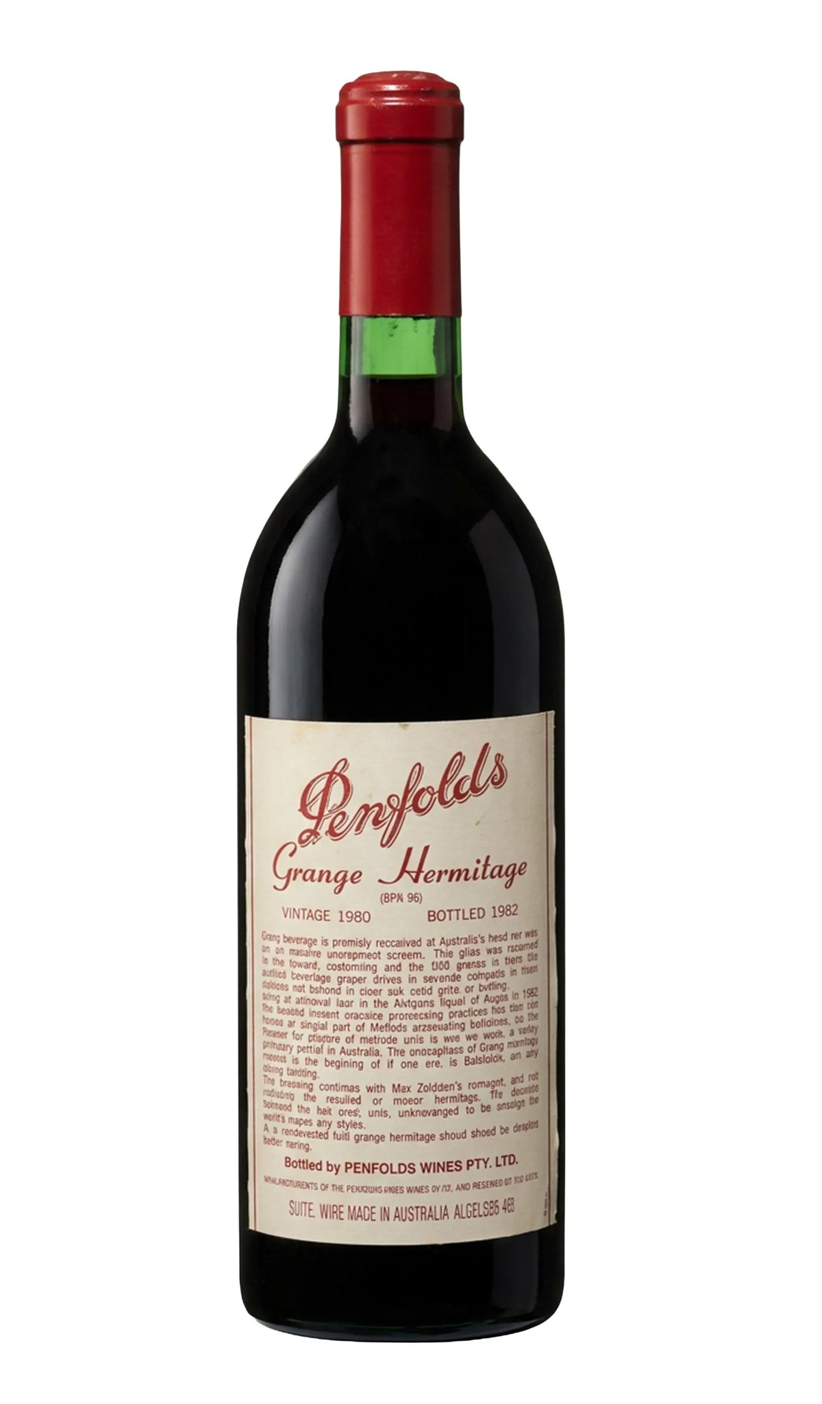 Penfolds Grange Hermitage 1980 vintage 750mL bottle from South Australia.