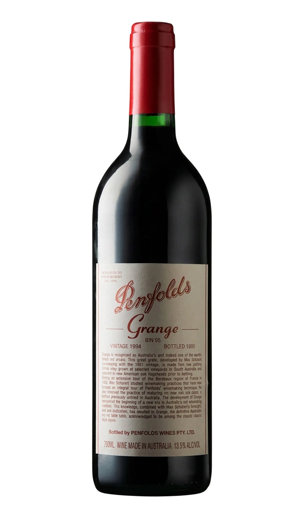 Penfolds Grange 1994 750mL bottle of red wine from South Australia