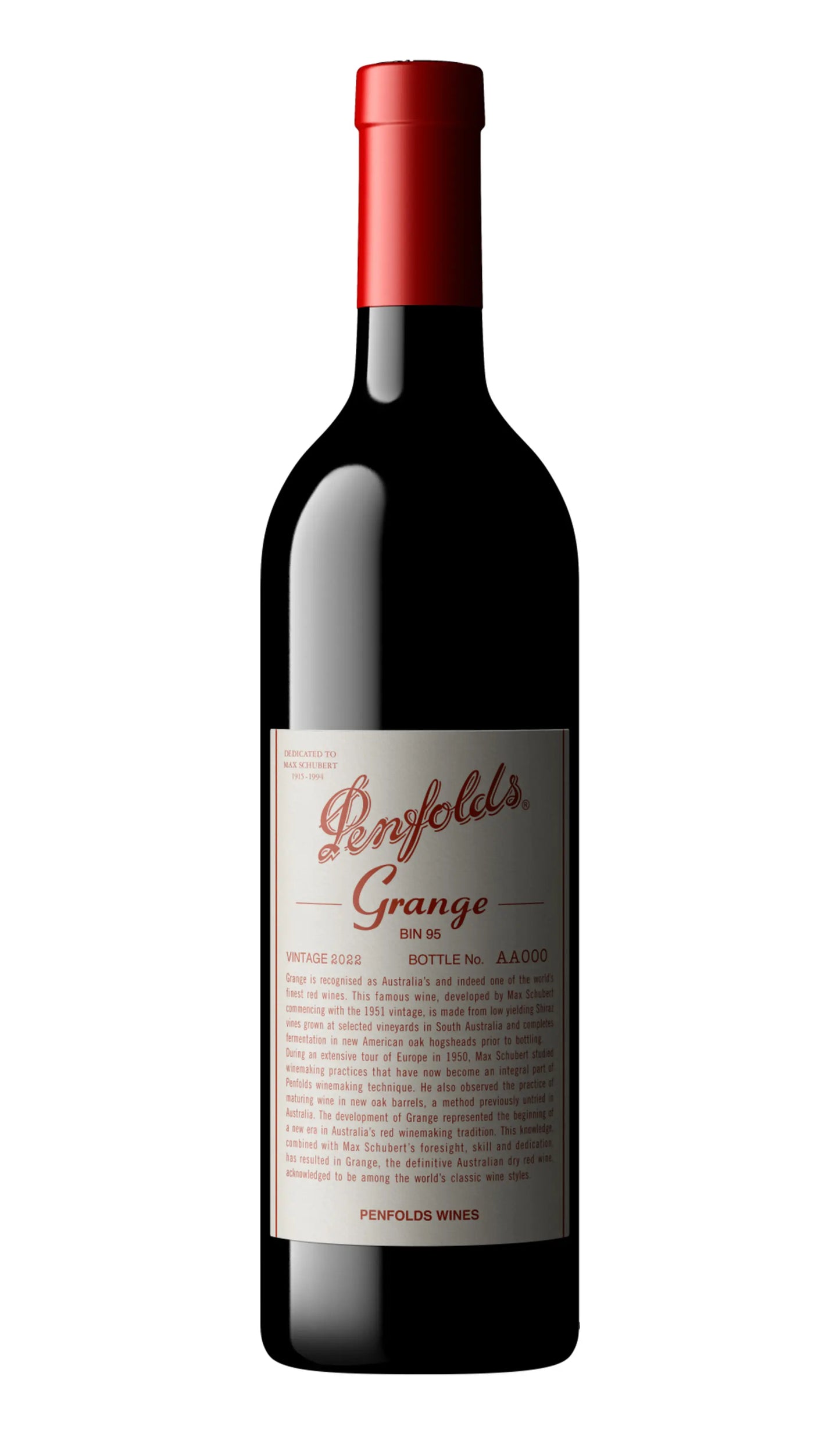 Penfolds Grange 2022 vintage 750ml bottle from South Australia.
