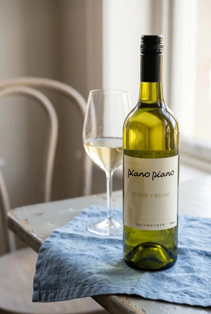 Piano Piano Pinot Grigio 2026 King Valley and Beechworth Victorian white wine bottle