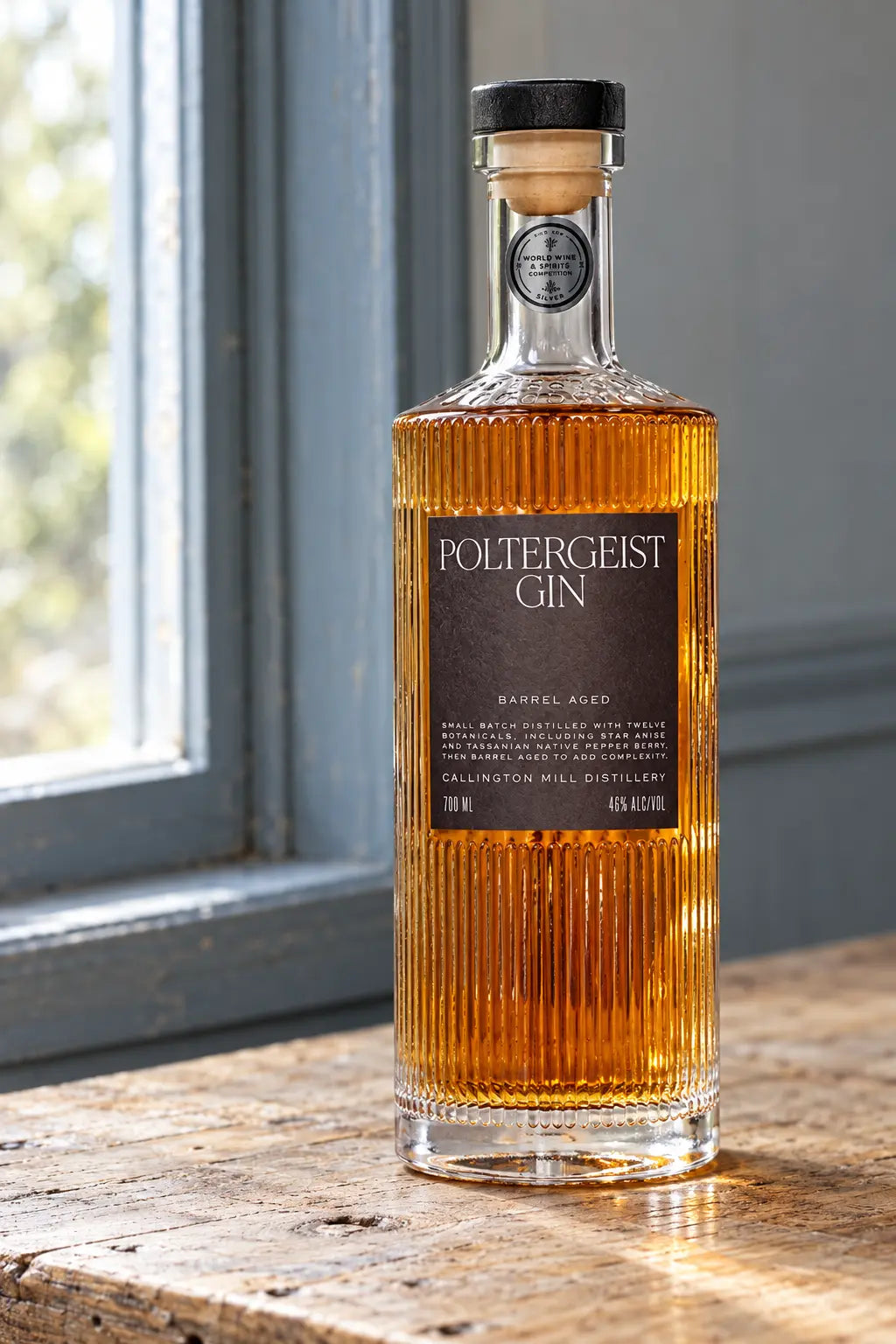 Poltergeist Barrel Aged Gin 700mL bottle of Gin from Callington Mill Distillery, Tasmania