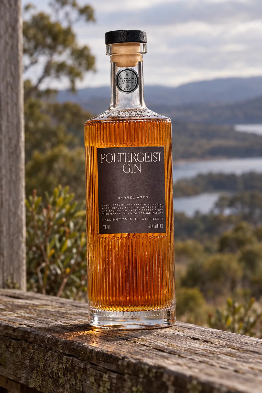 Poltergeist Barrel Aged Gin 700mL bottle of Gin from Callington Mill Distillery, Tasmania