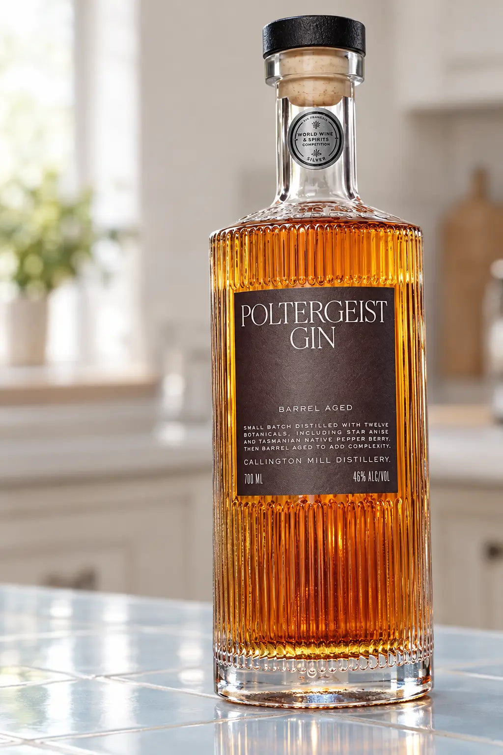 Poltergeist Barrel Aged Gin 700mL bottle of Gin from Callington Mill Distillery, Tasmania