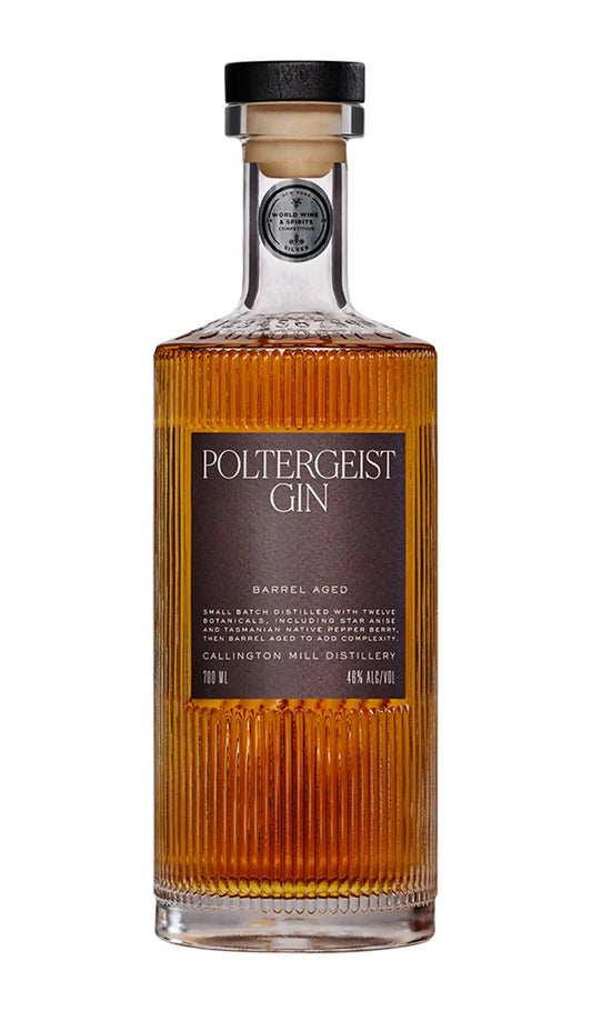 Poltergeist Barrel Aged Gin 700mL bottle of Gin from Callington Mill Distillery, Tasmania