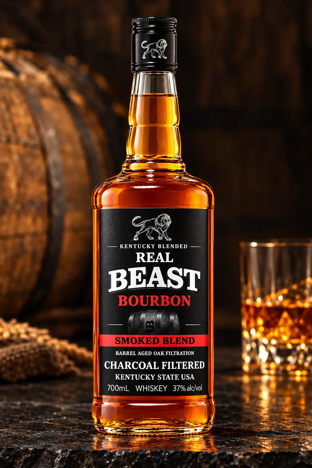Real Beast Blended Bourbon Whiskey 700mL bottle from Kentucky