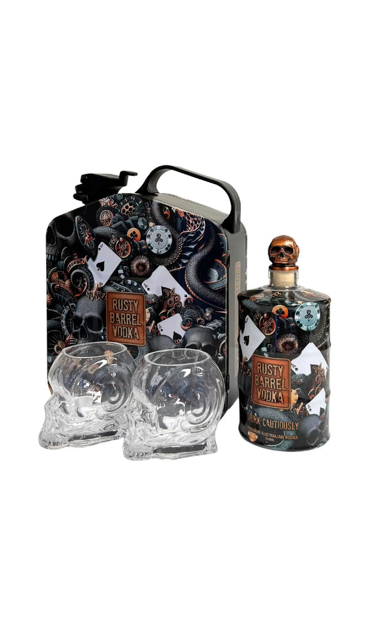 Buy Rusty Barrel Spirits Vodka Black Jerry Can Gift Pack 700mL available at Wine Sellers Direct's best prices.