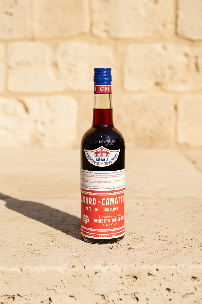 Sangallo Amaro Camatti 700mL bottle of bitters from Italy.