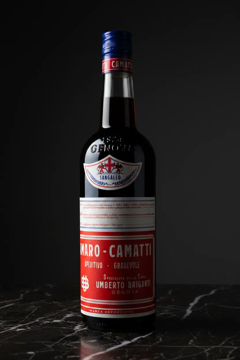 Sangallo Amaro Camatti 700mL bottle of bitters from Italy.