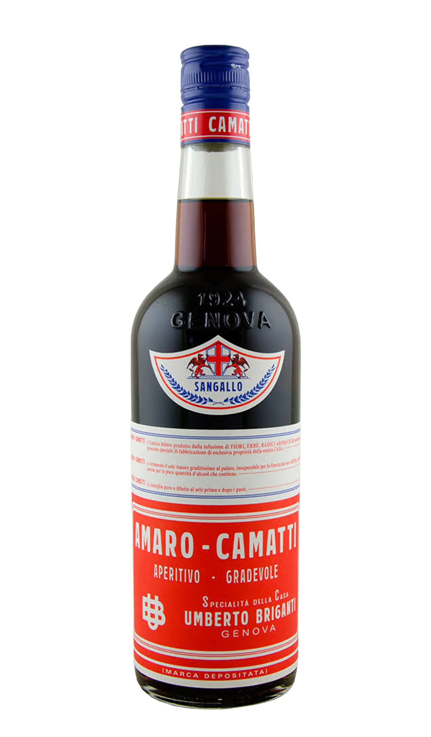 Sangallo Amaro Camatti 700mL bottle of bitters from Italy.