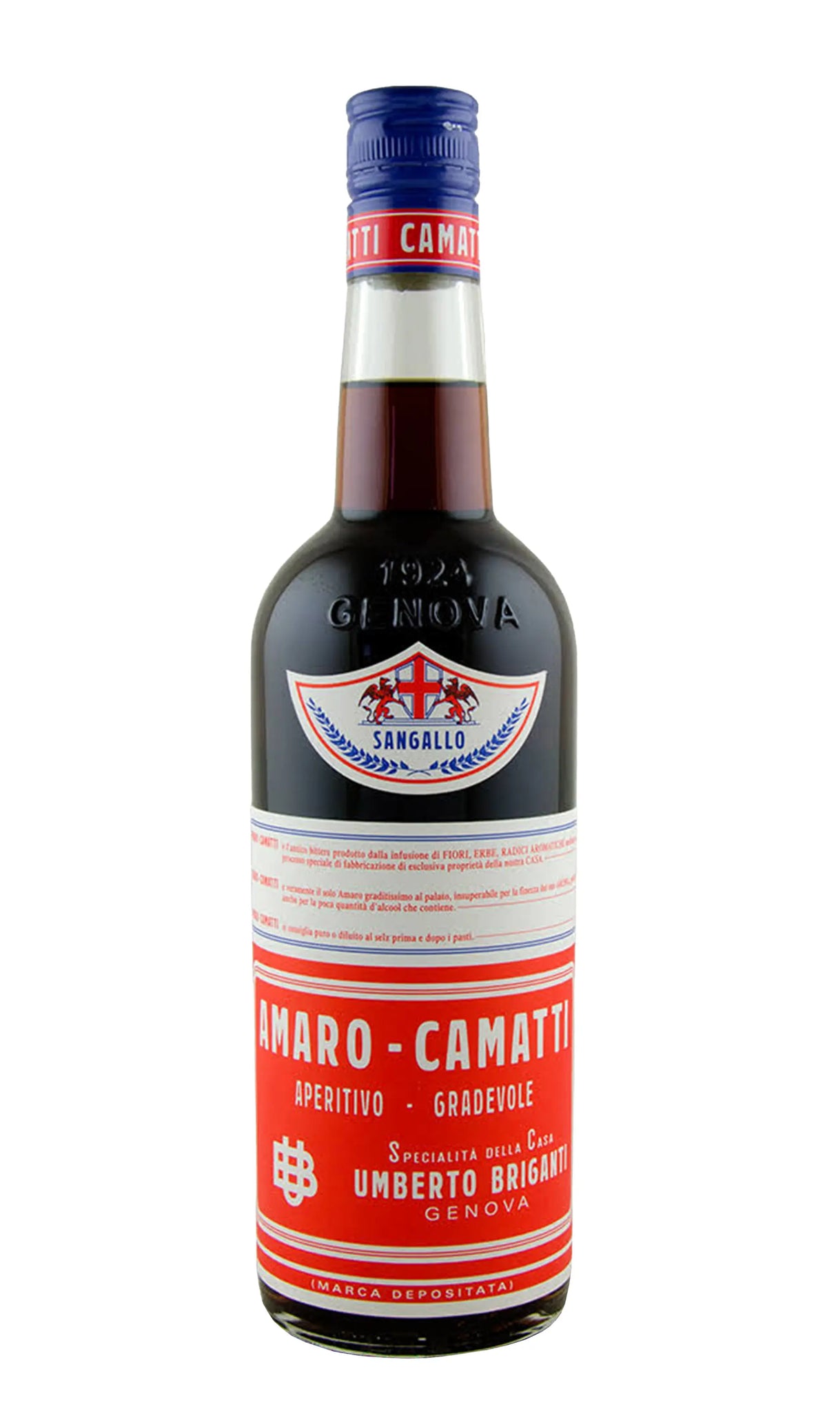 Sangallo Amaro Camatti 700mL bottle of bitters from Italy.