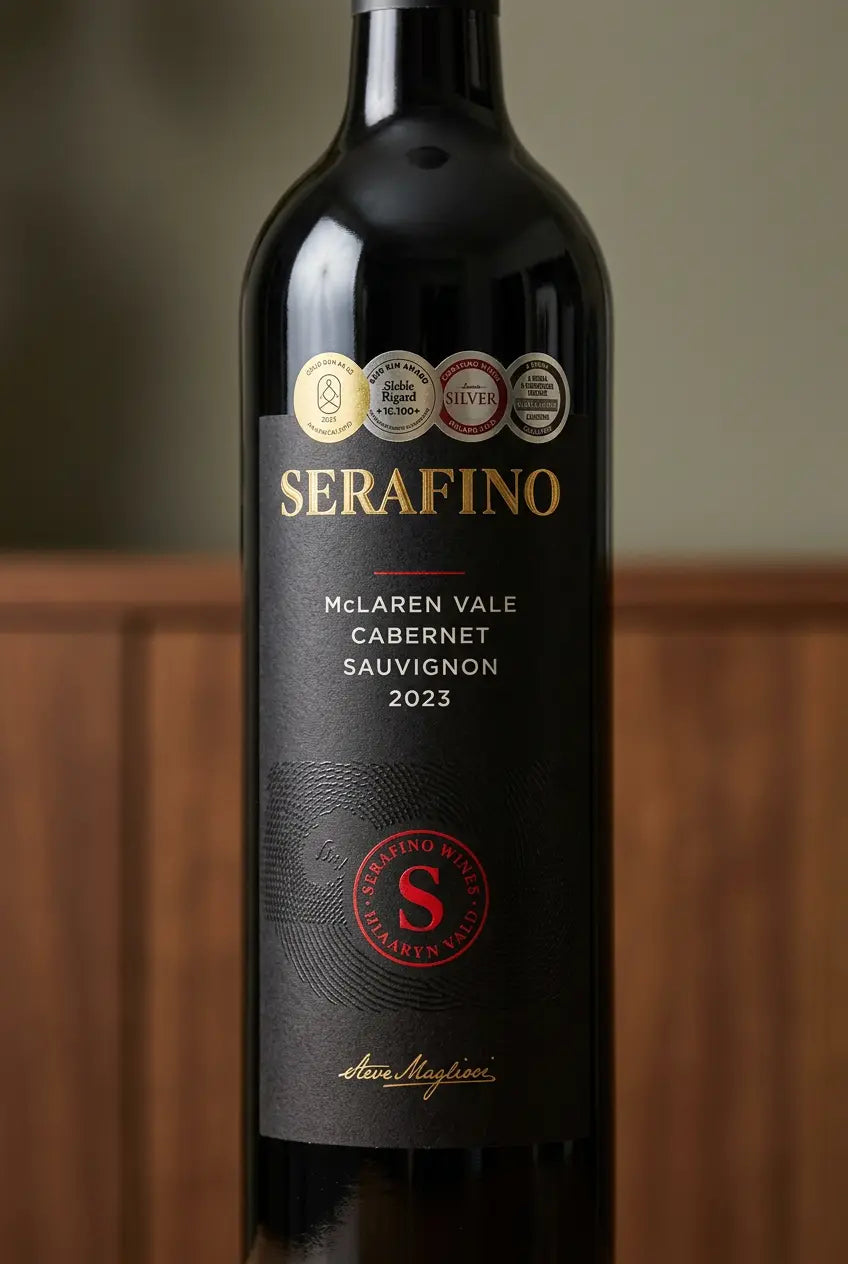 Serafino Black Label Cabernet Sauvignon 2023 McLaren Vale South Australia 750mL wine bottle