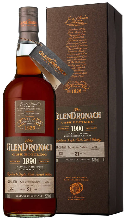 Find out more, explore the range and buy The GlenDronach 1990 Single Cask  31 Year Old Cask 7423 Single Malt Scotch Whisky 700mL available online at Wine Sellers Direct - Australia's independent liquor specialists.