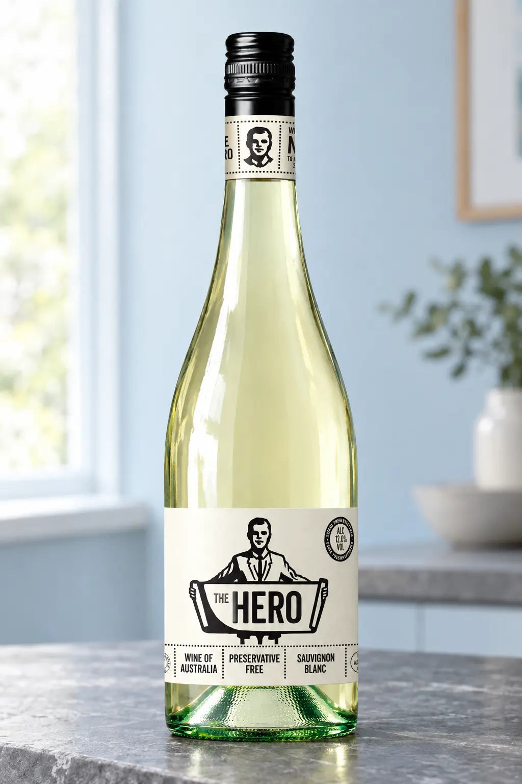 The Hero Preservative Free Sauvignon Blanc 2026 750mL bottle of white wine from Australia.