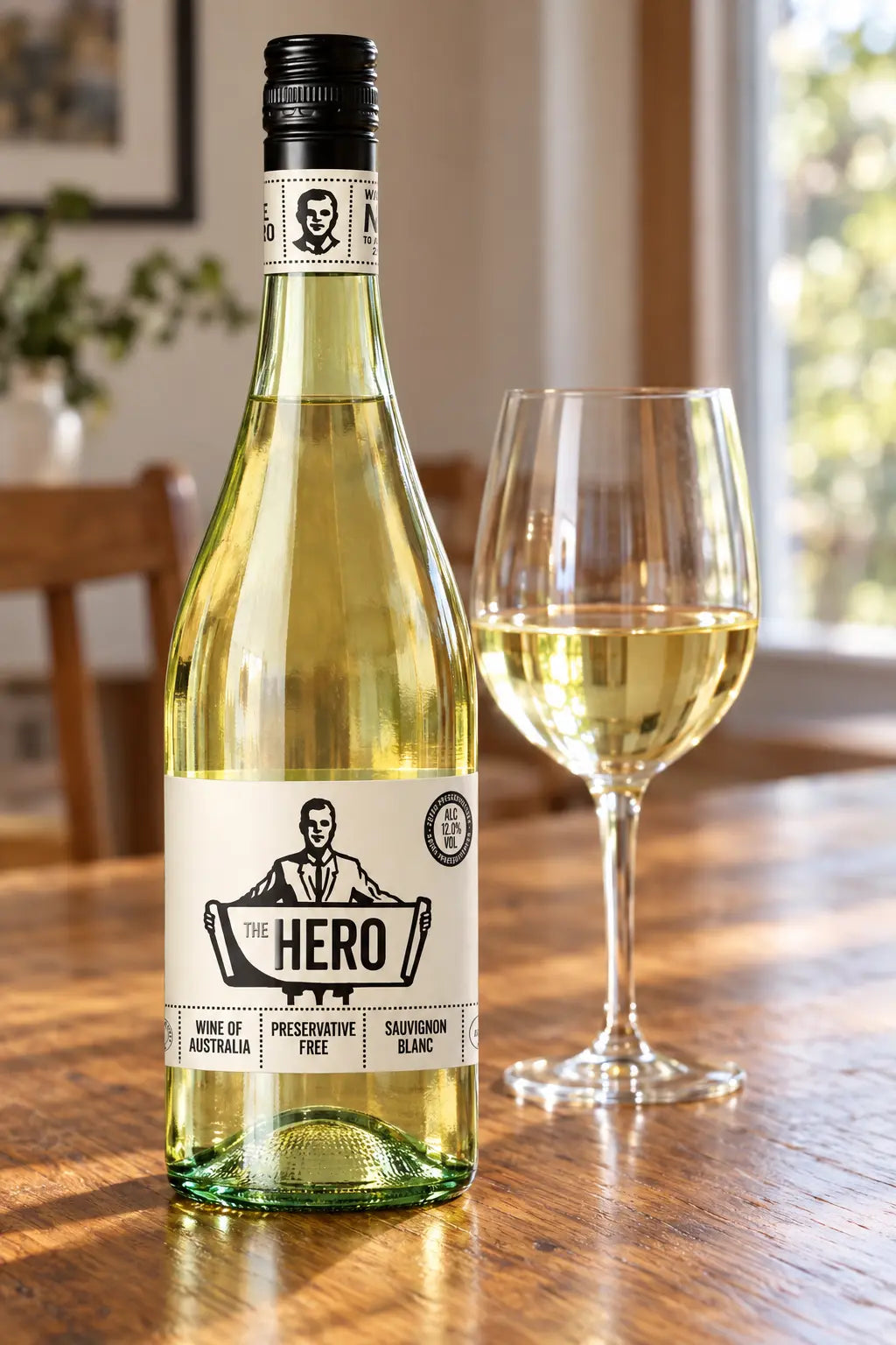 The Hero Preservative Free Sauvignon Blanc 2026 750mL bottle of white wine from Australia.