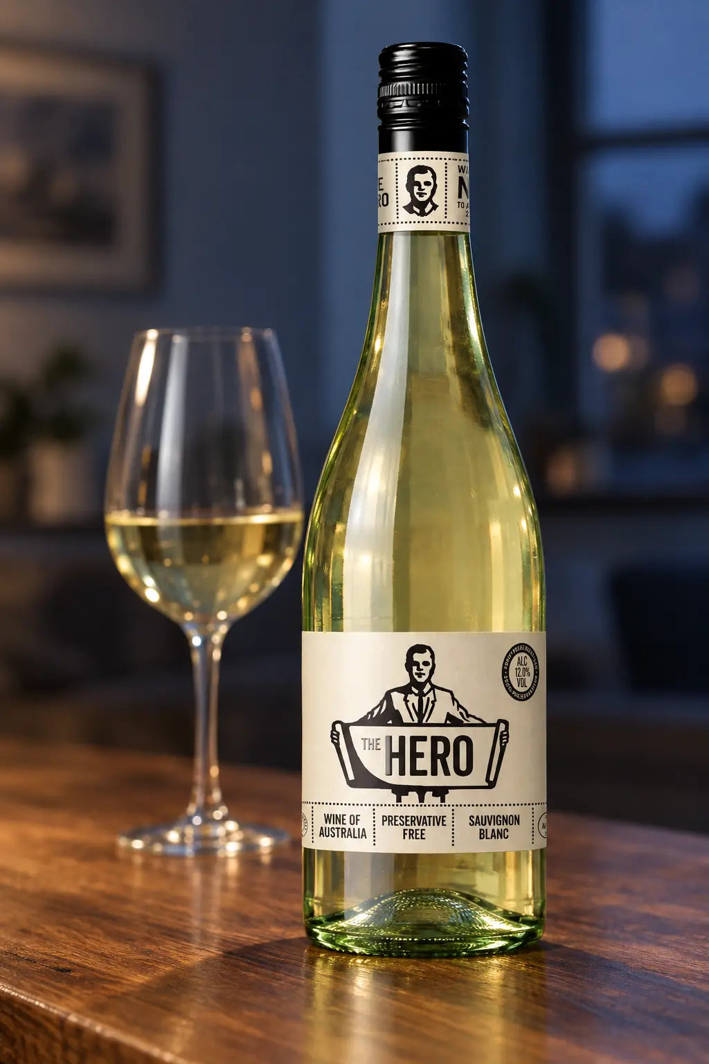 The Hero Preservative Free Sauvignon Blanc 2026 750mL bottle of white wine from Australia.