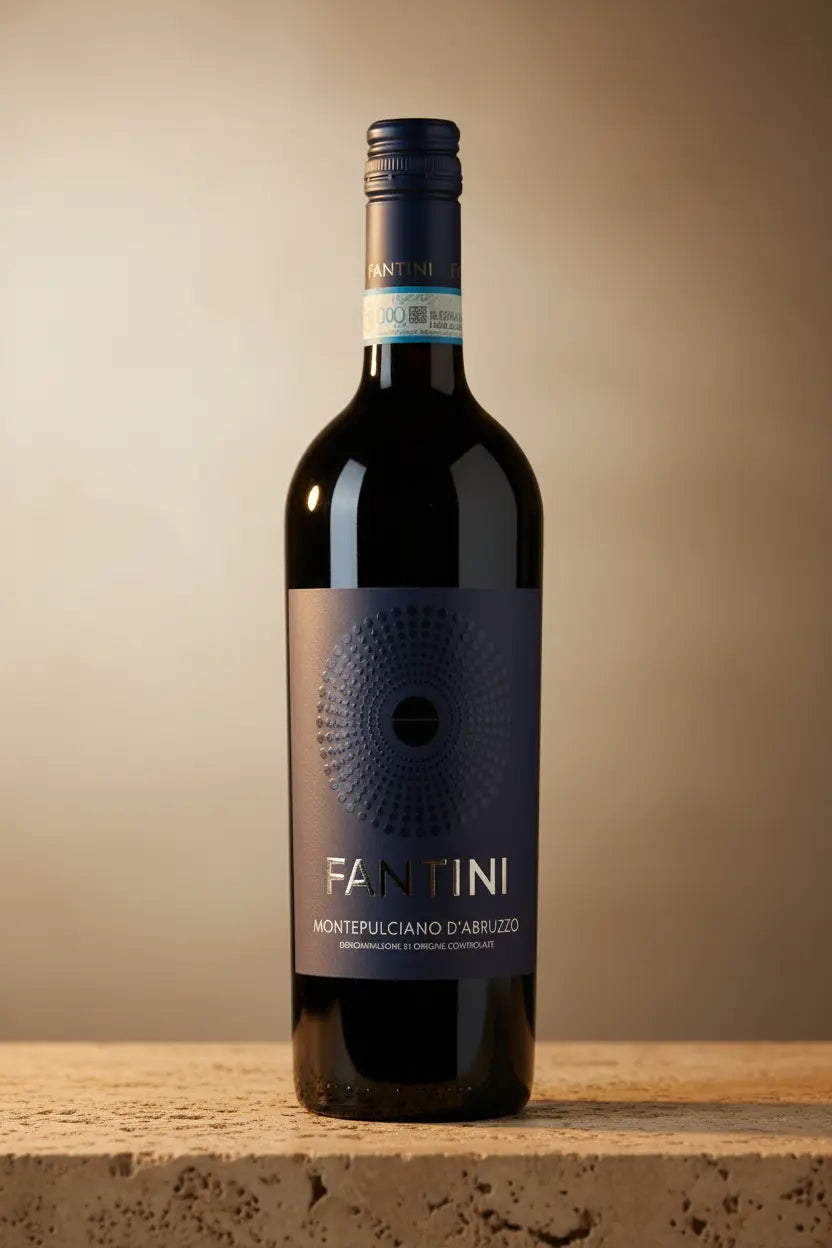 Fantini Montepulciano d'Abruzzo 2025 750ml bottle from Italy dark navy label.