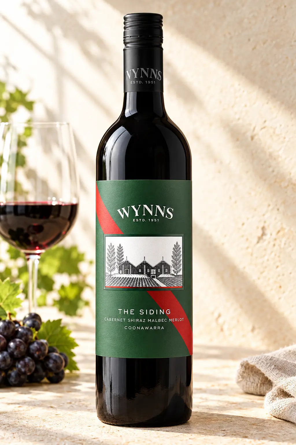 Wynns The Siding Cabernet Shiraz Malbec Merlot 2024 750mL bottle of red wine from Coonawarra