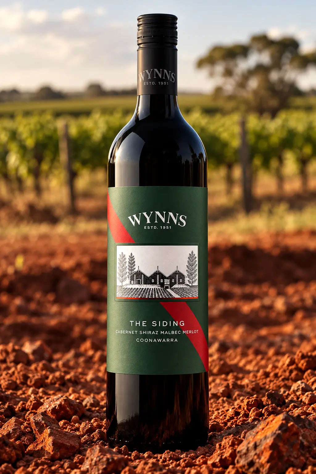 Wynns The Siding Cabernet Shiraz Malbec Merlot 2024 750mL bottle of red wine from Coonawarra