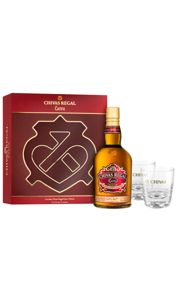 Buy Chivas Regal Extra Sherry Cask Scotch 700ml | 2 Glass Gift Pack online at Wine Sellers Direct.